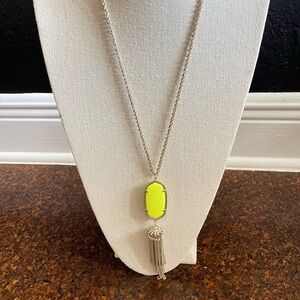 Kendra Scott Neon Yellow Rayne Pendant Necklace with Tassel